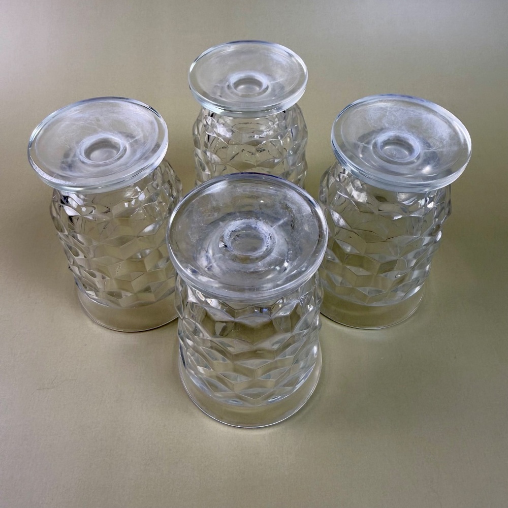 Vintage Indiana Glass Footed Juice Cups | Clear Paneled Tumblers | Set of 4 - Picture 12 of 12